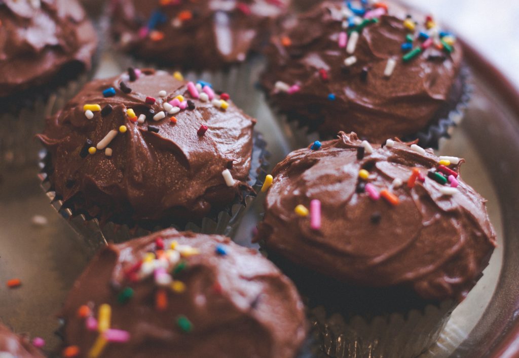 chocolate cupcakes with sprinkles